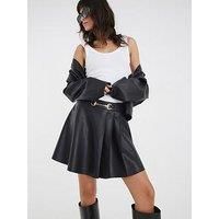 River Island Faux Leather Snaffle Trim Mini Skirt - Black