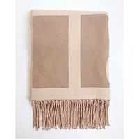 River Island Bold Monogram Print Fringed Scarf - Cream