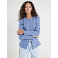 River Island Knitted Button Up Cardigan - Blue