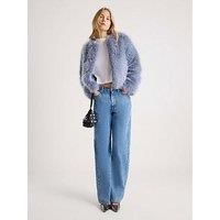 River Island Collarless Faux Fur Coat - Blue