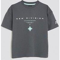 River Island Older Boys New Division T-Shirt - Dark Grey