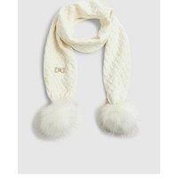 River Island Older Girls Knitted Pom Scarf - Cream