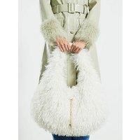 River Island Faux Fur Shoulder Bag - Cream