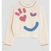 River Island Older Girls Smiley Knitted Jumper - Cream