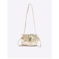 River Island Ruched Chain Detail Cross Body Bag - Gold