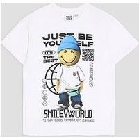 River Island Older Boys Smileyworld Be Yourself T-Shirt - White
