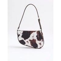 River Island Cow Print Shoulder Bag - Brown