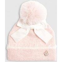 River Island Mini Girls 3D Bow Beanie - Light Pink