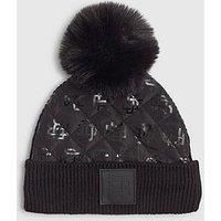 River Island Mini Boys Monogram Beanie Hat - Black