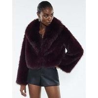River Island Faux Fur Collared Jacket - Red
