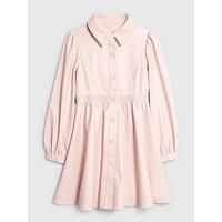 River Island Older Girls Waistband Faux Leather Shirt Dress - Pink