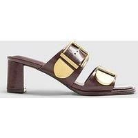 River Island Double Buckle Mule Sandals - Dark Red
