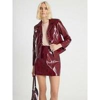 River Island Faux Leather Collared Jacket - Red