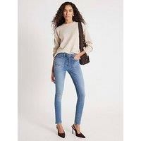 River Island High Rise Zip Front Skinny Jeans - Blue