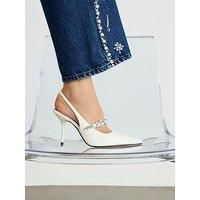 River Island Embellished Strap Singback Heels - White