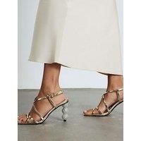 River Island Discoball Heeled Sandals - Gold