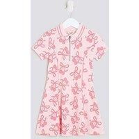 River Island Mini Girls Ribbed Cherry Bow Dress - Pink