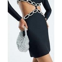 River Island Beaded Scoop Clutch Bag - Silver