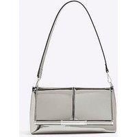 River Island Bar Front Clutch Bag - Silver