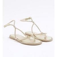 River Island Embellished Twist Strappy Sandals - Gold