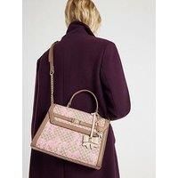 River Island Monogram Bow Print Charm Tote Bag - Beige