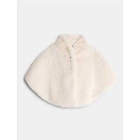 River Island Faux Fur Brooch Cape - Cream