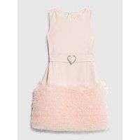 River Island Older Girls 3D Heart Organza Hem Dress - Light Pink