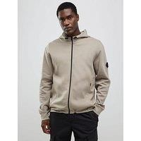 River Island Slim Fit Zip Through Hoodie - Beige