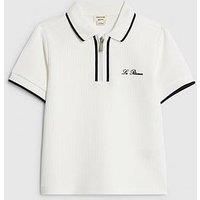 River Island Mini Boys Textured Polo Shirt - White