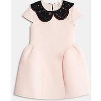 River Island Mini Mini Girls Collar Lace Bow Back Dress - Light Pink