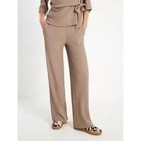 River Island Textured Wide Leg Trousers - Beige