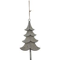 Hill Interiors Metal Tree Christmas Hanging Decoration / 23cm x 2cm x 11cm Grey