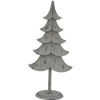 Hill Interiors Metal Pine Tree Christmas Decoration / 31cm x 9cm x 14cm Grey HI5