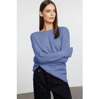 WOVCOR Women's Boat Neck Basic Knit Sweater in Light Blue | Size: Large