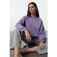 WOVCOR Women's Basic Crew Neck Fleece Sweatshirt in Lilac | Size: XL