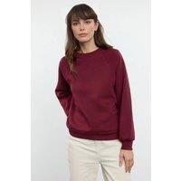 WOVCOR Women's Basic Crew Neck Fleece Sweatshirt in Burgundy | Size: Medium