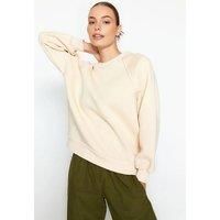 WOVCOR Women's Basic Crew Neck Fleece Sweatshirt in Stone | Size: Medium