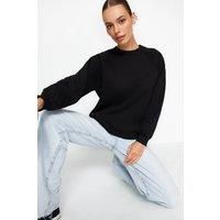 WOVCOR Women's Basic Crew Neck Fleece Sweatshirt in Black | Size: Large