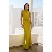 WOVCOR Women's Satin Cowl Neck Sleeveless Maxi Evening Dress in Green | Size: 14