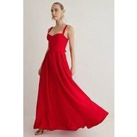 WOVCOR Women's Strappy Bow Back A-Line Maxi Evening Dress in Red | Size: 10