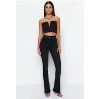 WOVCOR Women's High Waist Comfort Flare Jeans in Black | Size: 8