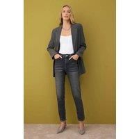 WOVCOR Women's High Waist Comfort Mom Jeans in Grey | Size: 12