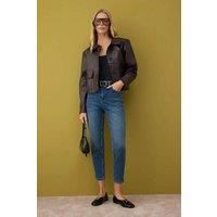 WOVCOR Women's High Waist Comfort Mom Jeans in Blue | Size: 10