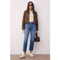 WOVCOR Women's High Waist Mom Jeans Classic Straight-Fit Denim in Blue | Size: 14