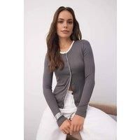 WOVCOR Women's Color Block Knit Blouse with Button Details in Grey | Size: Medium