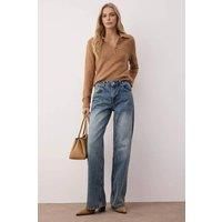 WOVCOR Women's High Waist Wide Leg Jeans Regular Waist Denim Bottoms in Blue | Size: 8