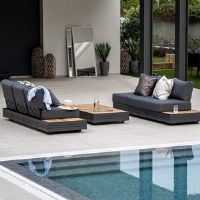 Harbour Lifestyle Panama 3 Seat Sofa with Sun Lounger Feature in Charcoal