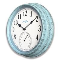 AudLee (NEW) Pololio Indoor Wall Clock with Thermometer. 25cm Blue)