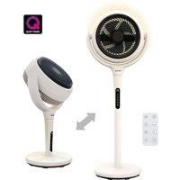 AirCraft Home, Lume Remote Control Fan with LED Backlight & Timer, Ultra Quiet 3D Oscillating Air Circulator, Converts from Pedestal Fan to Desk Fan, 3 Modes, 12 Speeds, 1.5m Cable