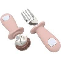 Chomp Toddler Steel Cutlery Set - Rose